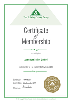 Building Safety Group Membership Certificate 2017